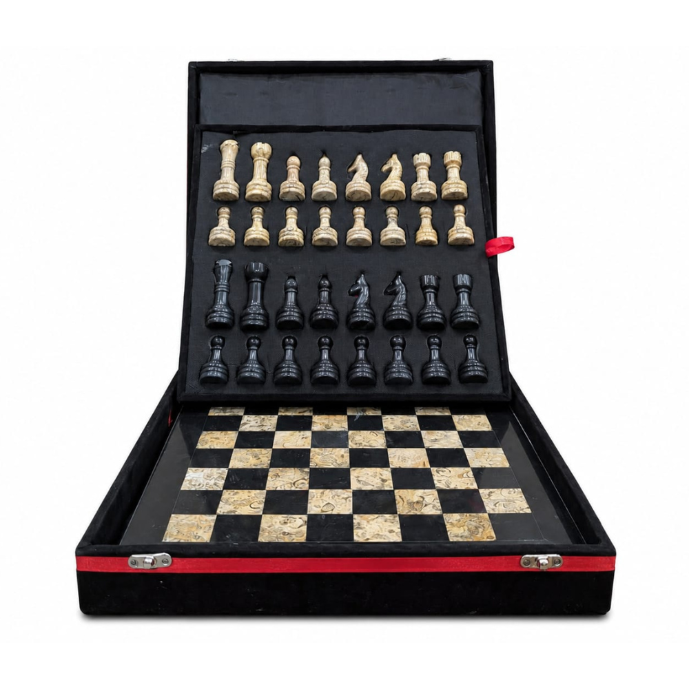 Black & Coral Chess Set - Image 2