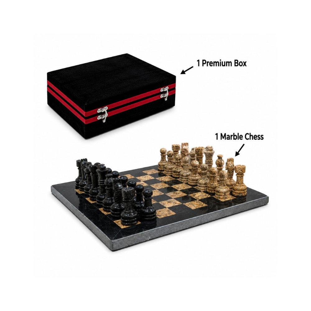 Black & Coral Chess Set - Image 3