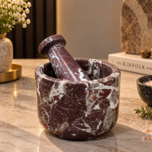 Mortar & Pestle Red Zebra Stone
