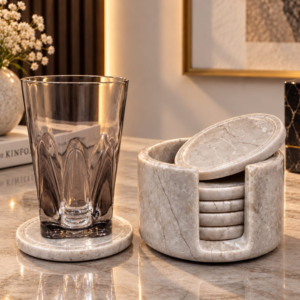 Coaster Set Travertine Stone