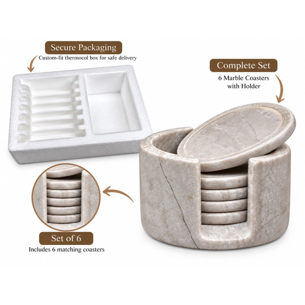 Coaster Set Travertine Stone - Image 2