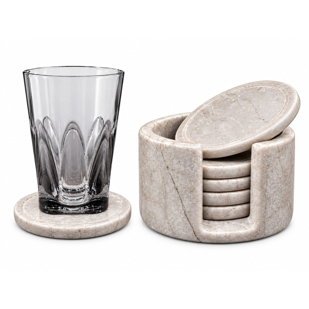 Coaster Set Travertine Stone - Image 3