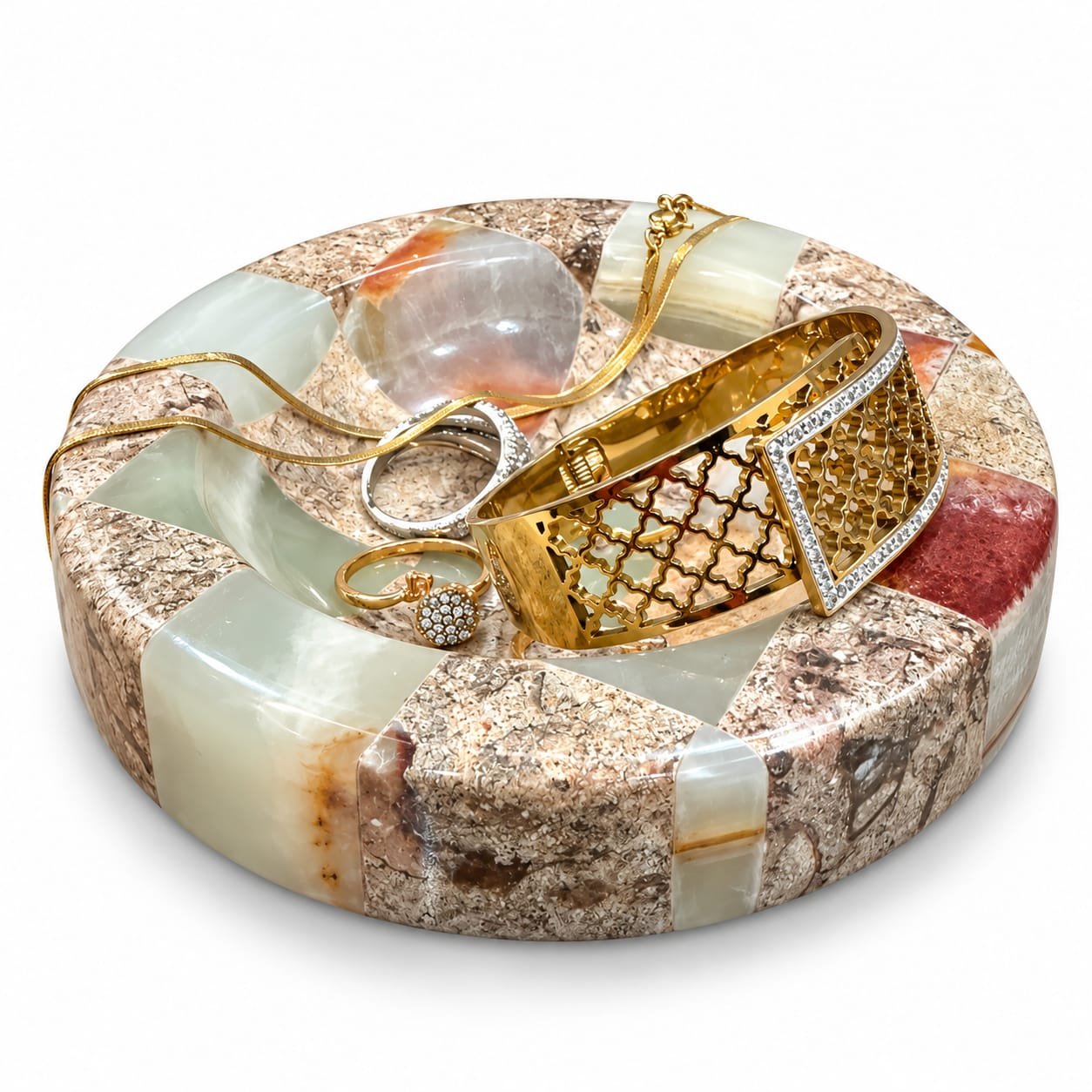 Multi Green & Coral Jewelry dish - Image 3