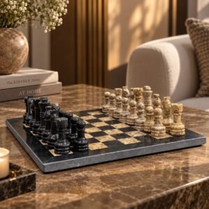 Black & Coral Chess Set