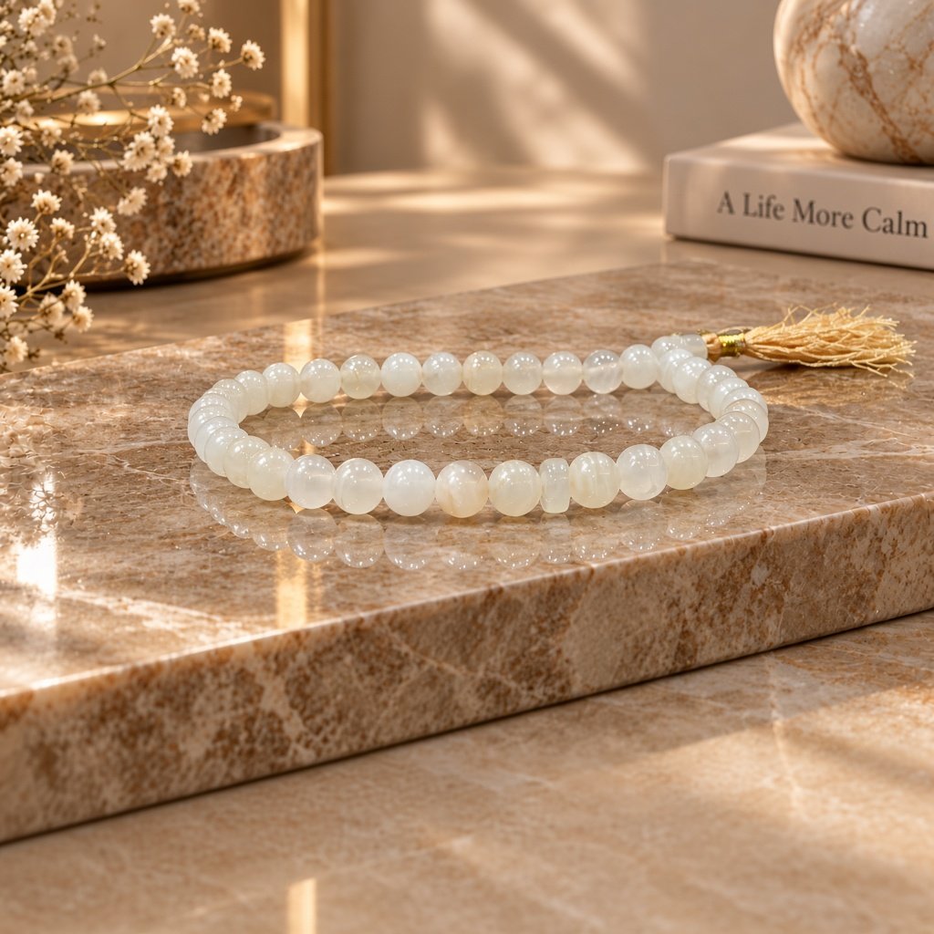 Tasbeeh Mono white stone
